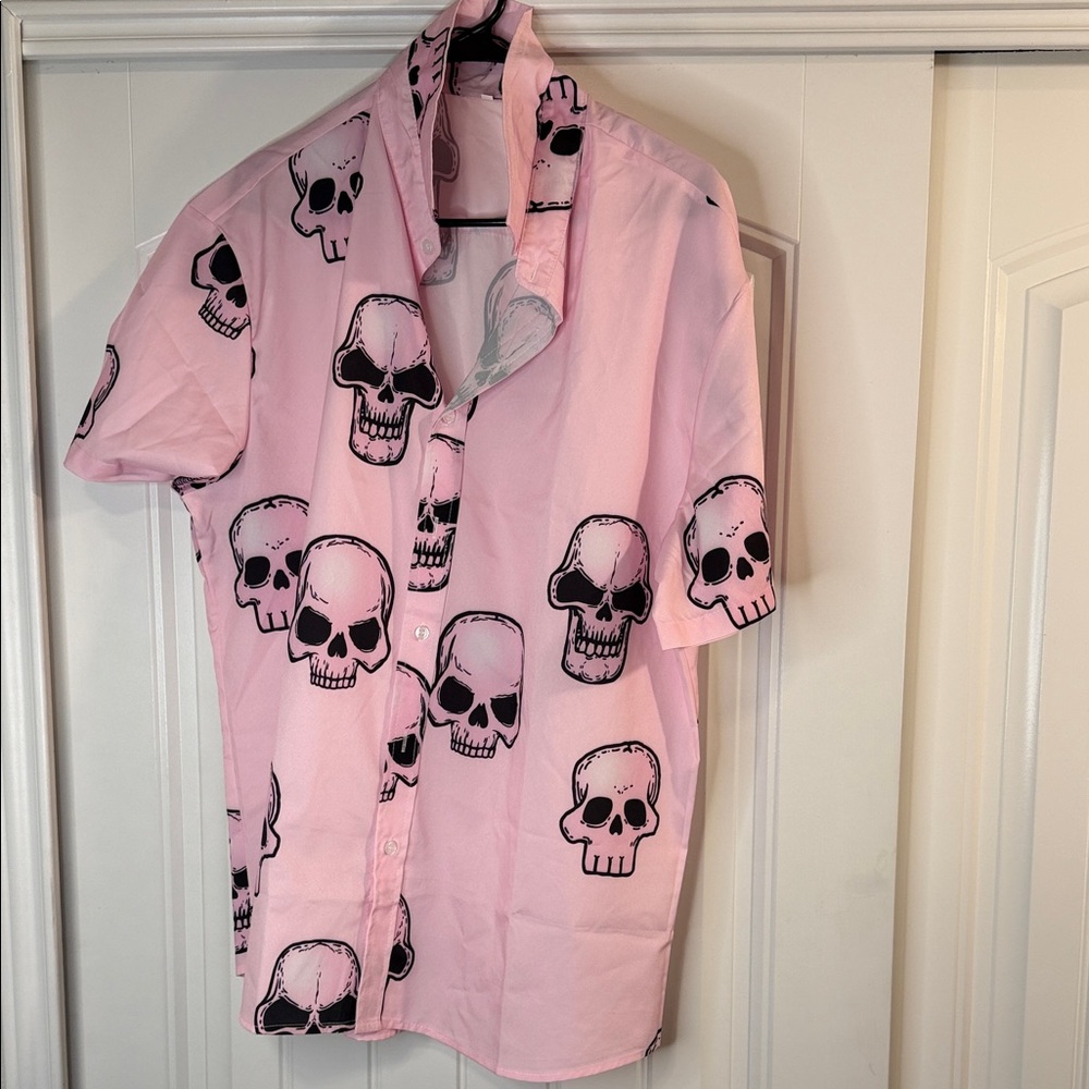 Source Unknown Pink Skull Pattern Shirt